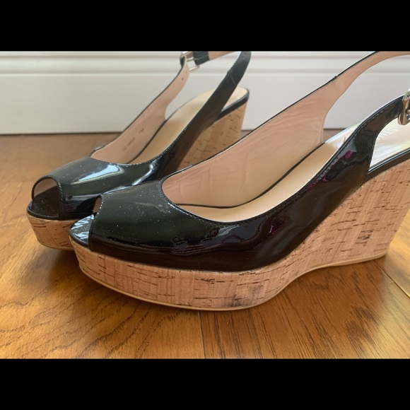 Stuart Weitzman Peep Toe Platform Wedges - Picture 3 of 5